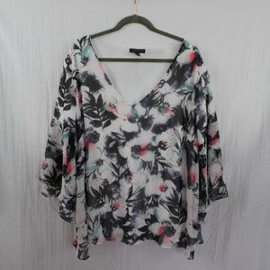 Lane Bryant Floral 3/4 Sleeve Blouse 26/28